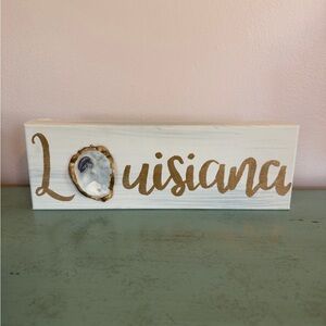 Gold and White 'Louisiana' Home Accent Sign with Oyster